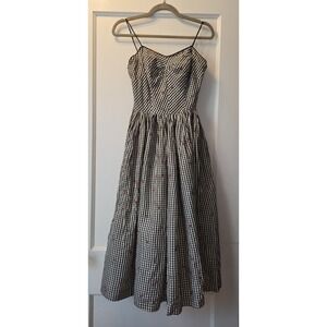 Vintage 60's Julie Miller Black And White Gingham And Red Rose Sundress. 12